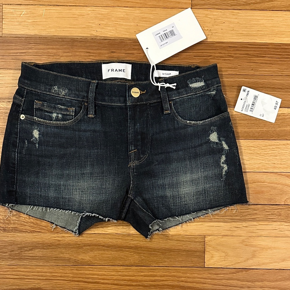 Frame Denim Dark Wash Cutoff Shorts
